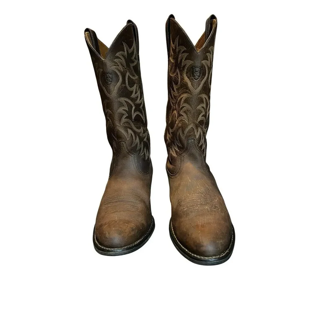 Men’s Ariat 34725 Size 11D Heritage‎ R Toe Western Brown Leather Boots 15” Tall